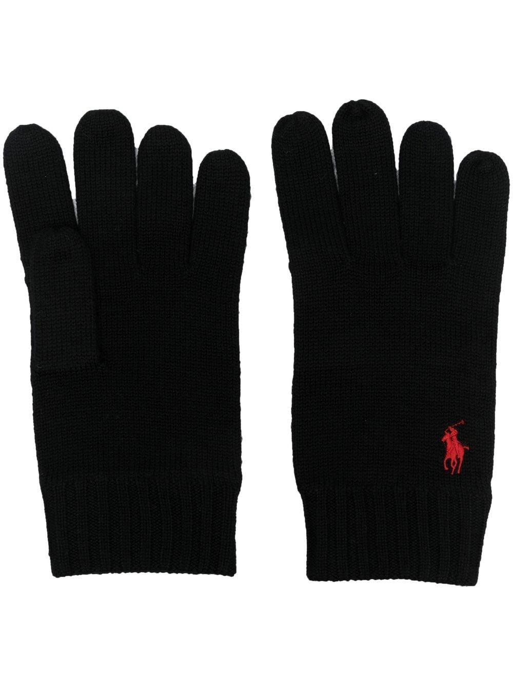 Polo Ralph Lauren logo-embroidered wool gloves - Black von Polo Ralph Lauren