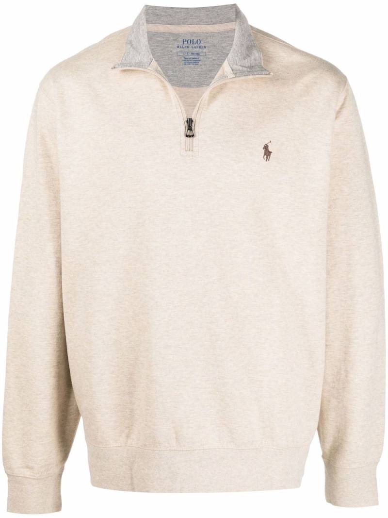 Polo Ralph Lauren logo patch Zip Pullover - Neutrals von Polo Ralph Lauren