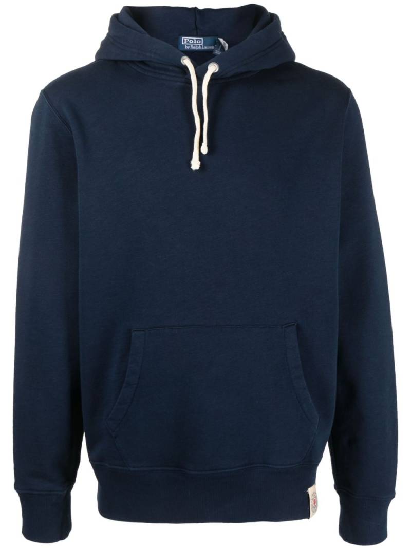 Polo Ralph Lauren logo-patch cotton-blend hoodie - Blue von Polo Ralph Lauren