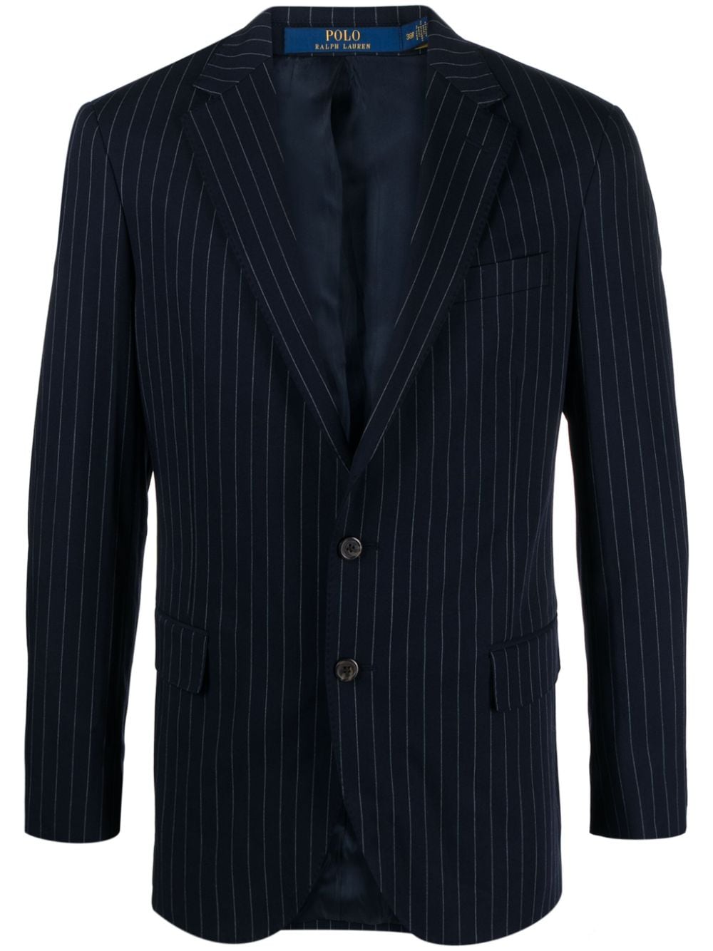 Polo Ralph Lauren logo-patch pinstripe blazer - Blue von Polo Ralph Lauren