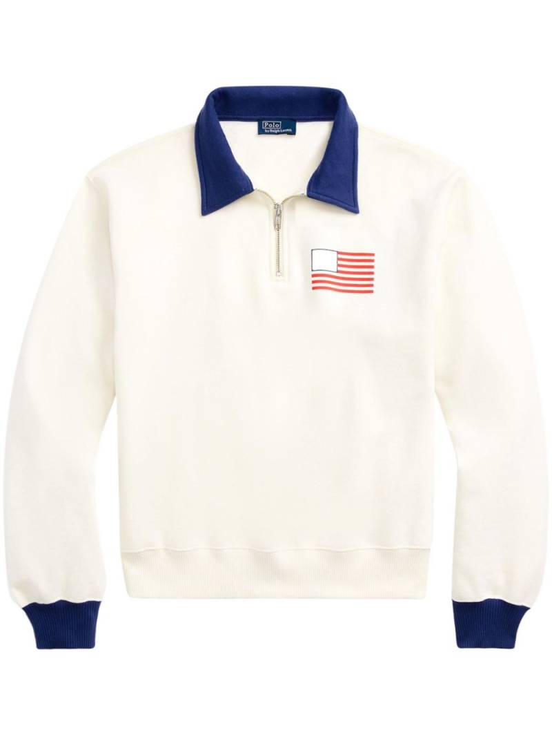 Polo Ralph Lauren logo-print quarter-zip sweatshirt - White von Polo Ralph Lauren