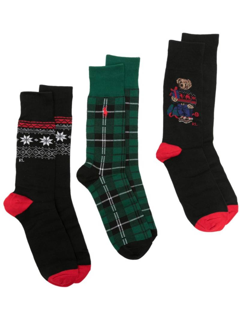 Polo Ralph Lauren mix-print sock pack (pack of three) - Black von Polo Ralph Lauren