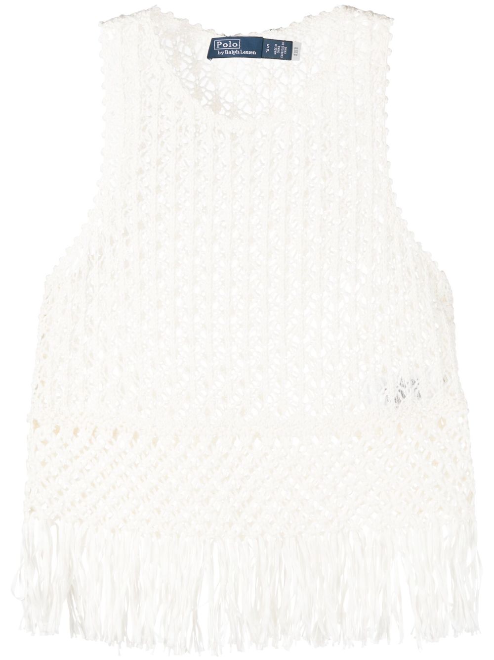 Polo Ralph Lauren open-knit fringed top - White von Polo Ralph Lauren