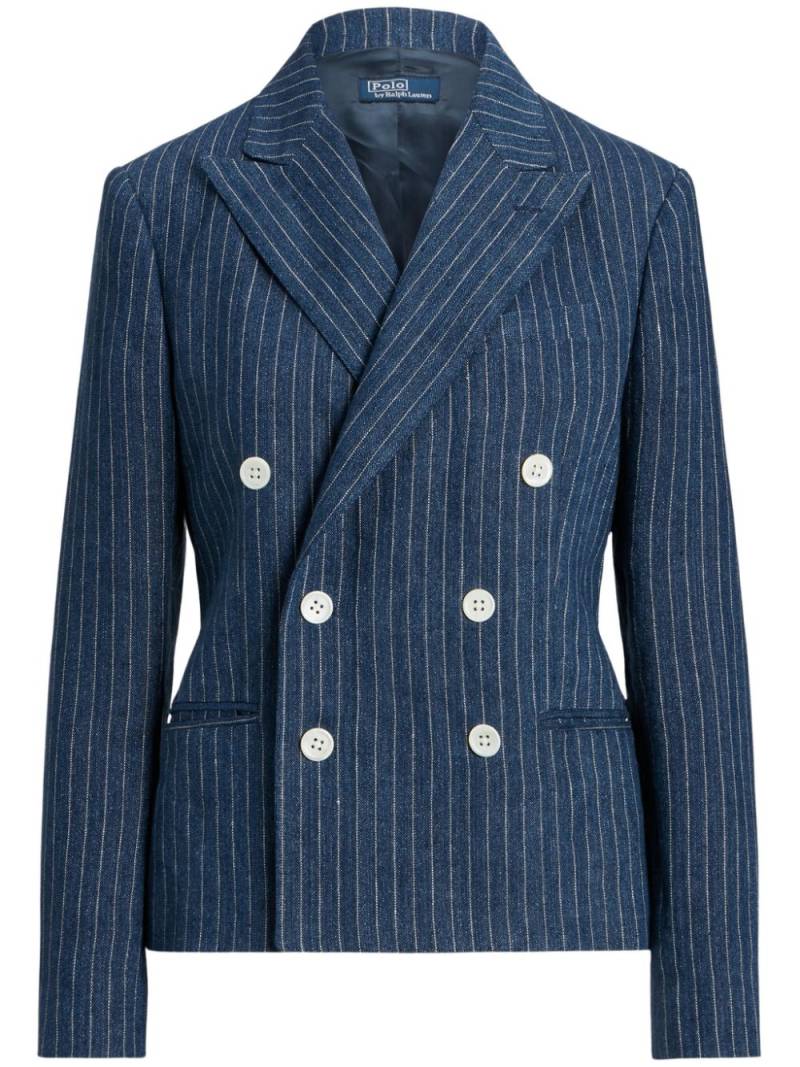 Polo Ralph Lauren pinstripe-pattern long-sleeve blazer - Blue von Polo Ralph Lauren