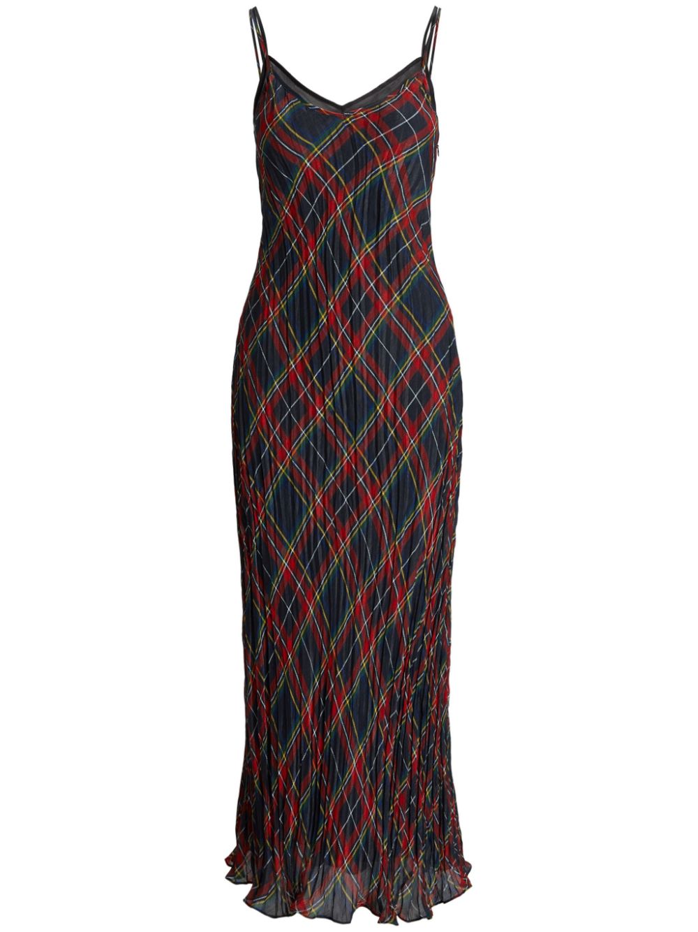 Polo Ralph Lauren plaid crinkled maxi dress - Blue von Polo Ralph Lauren