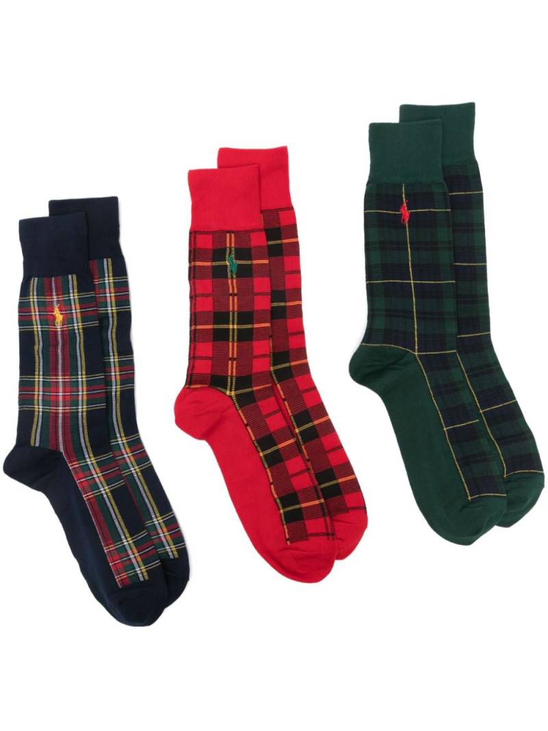 Polo Ralph Lauren plaid socks (pack of three) - Green von Polo Ralph Lauren