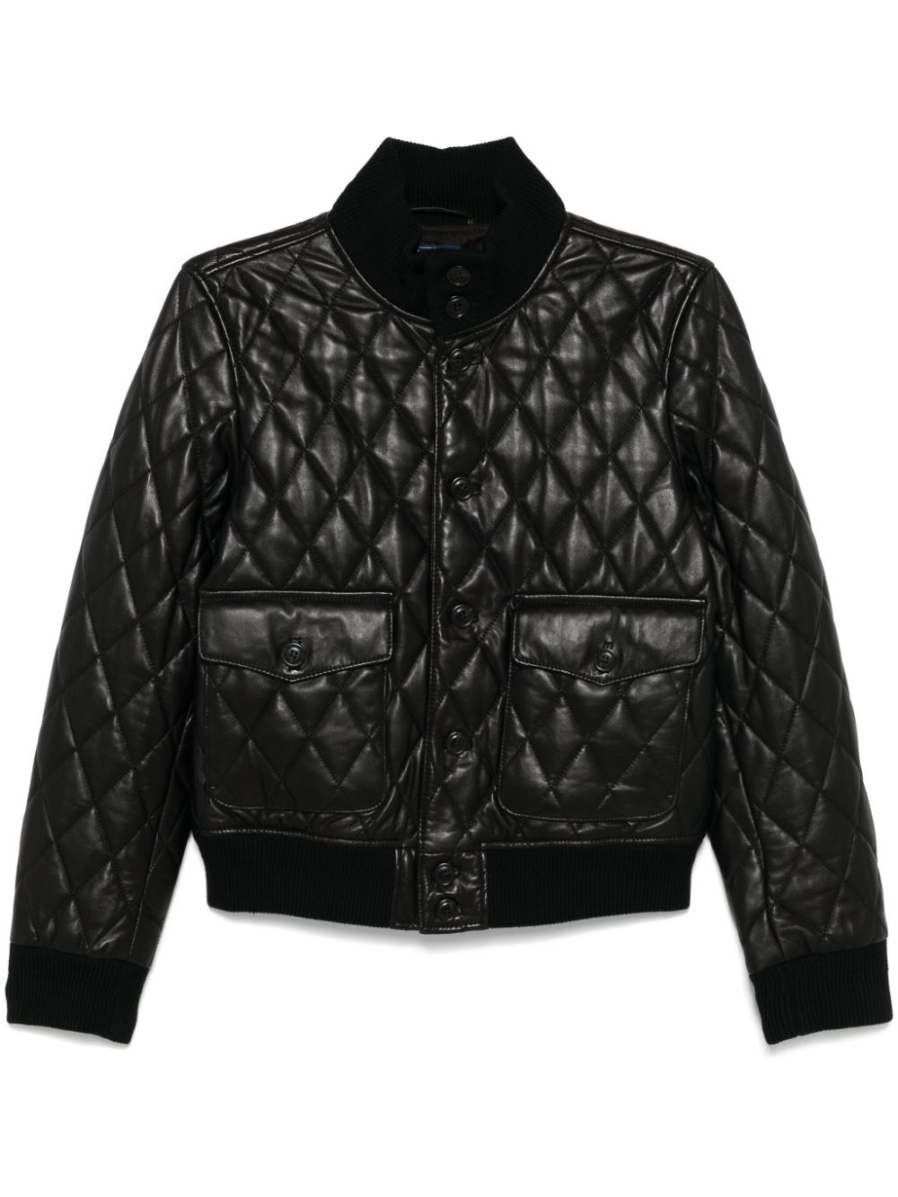 Polo Ralph Lauren quilted leather bomber jacket - Black von Polo Ralph Lauren