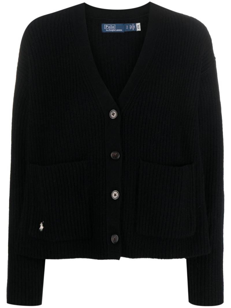 Polo Ralph Lauren ribbed-knit polo-embroidered cardigan - Black von Polo Ralph Lauren