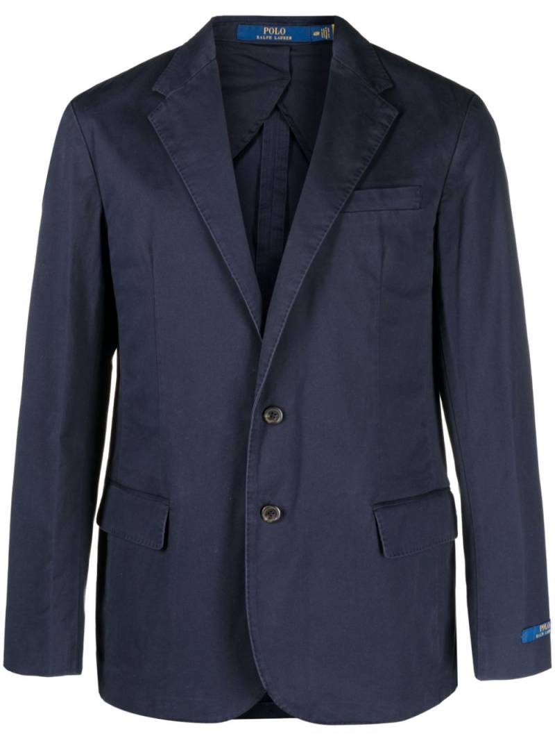 Polo Ralph Lauren single-breasted logo-patch blazer - Blue von Polo Ralph Lauren