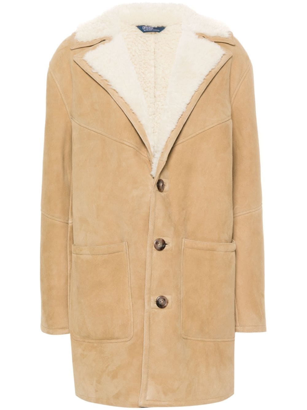 Polo Ralph Lauren single-breasted reversible shearling coat - Neutrals von Polo Ralph Lauren