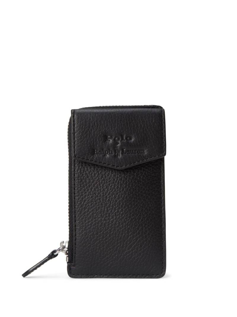 Polo Ralph Lauren small pebble-texture leather card holder - Black von Polo Ralph Lauren