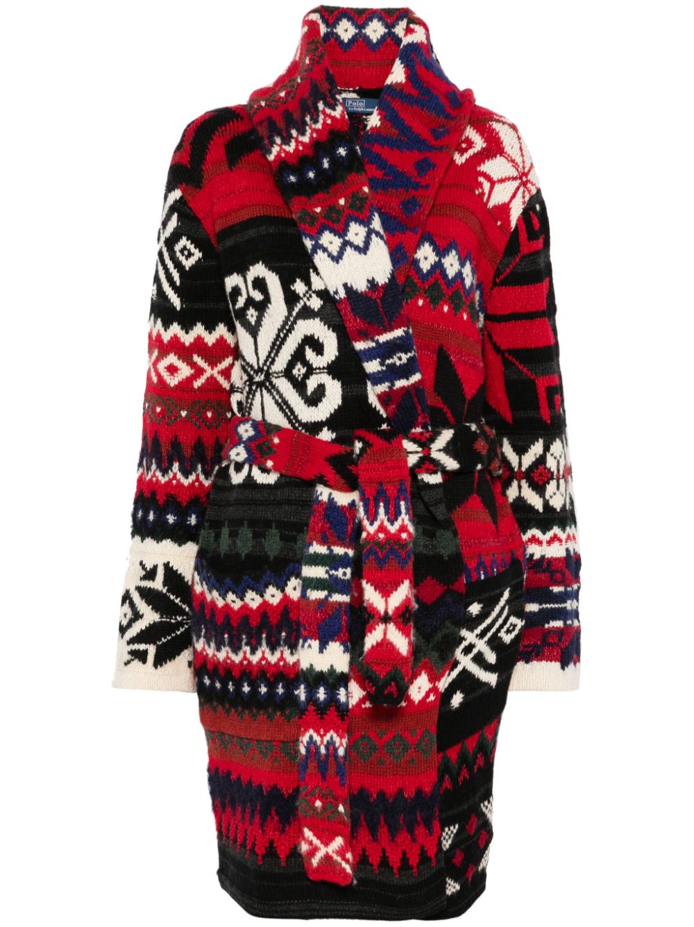 Polo Ralph Lauren snowflake-motif shawl-collar cardi-coat - Red von Polo Ralph Lauren