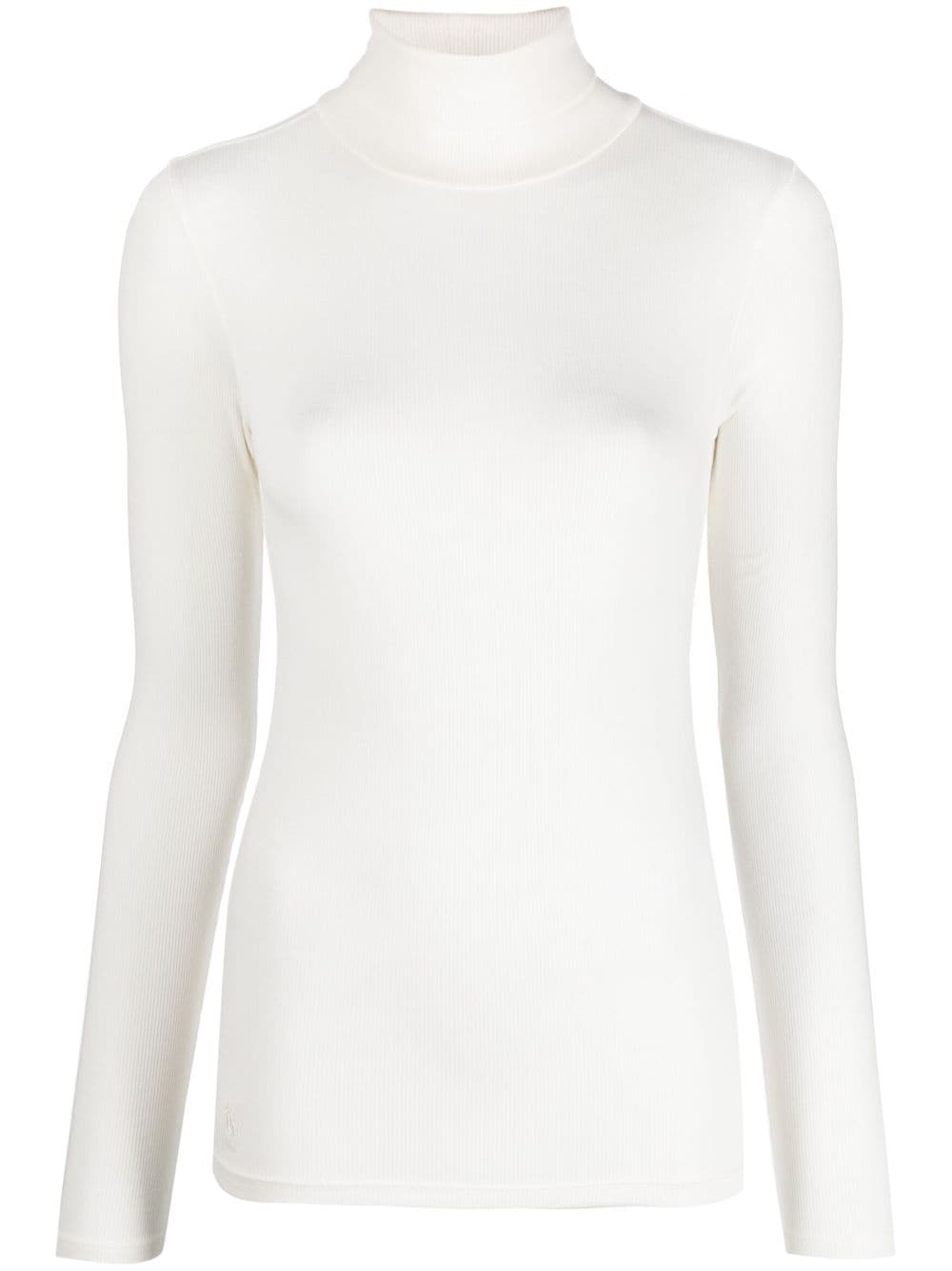 Polo Ralph Lauren stretch ribbed turtleneck top - White von Polo Ralph Lauren