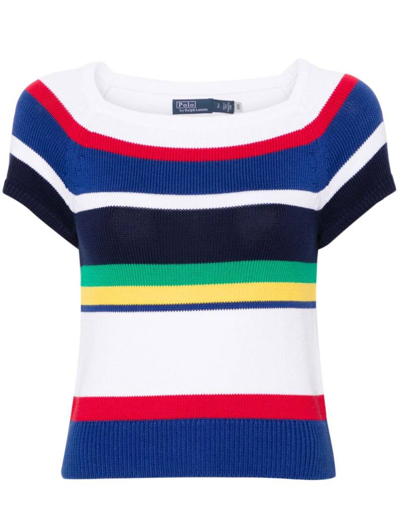 Polo Ralph Lauren striped ribbed-knit top - White von Polo Ralph Lauren