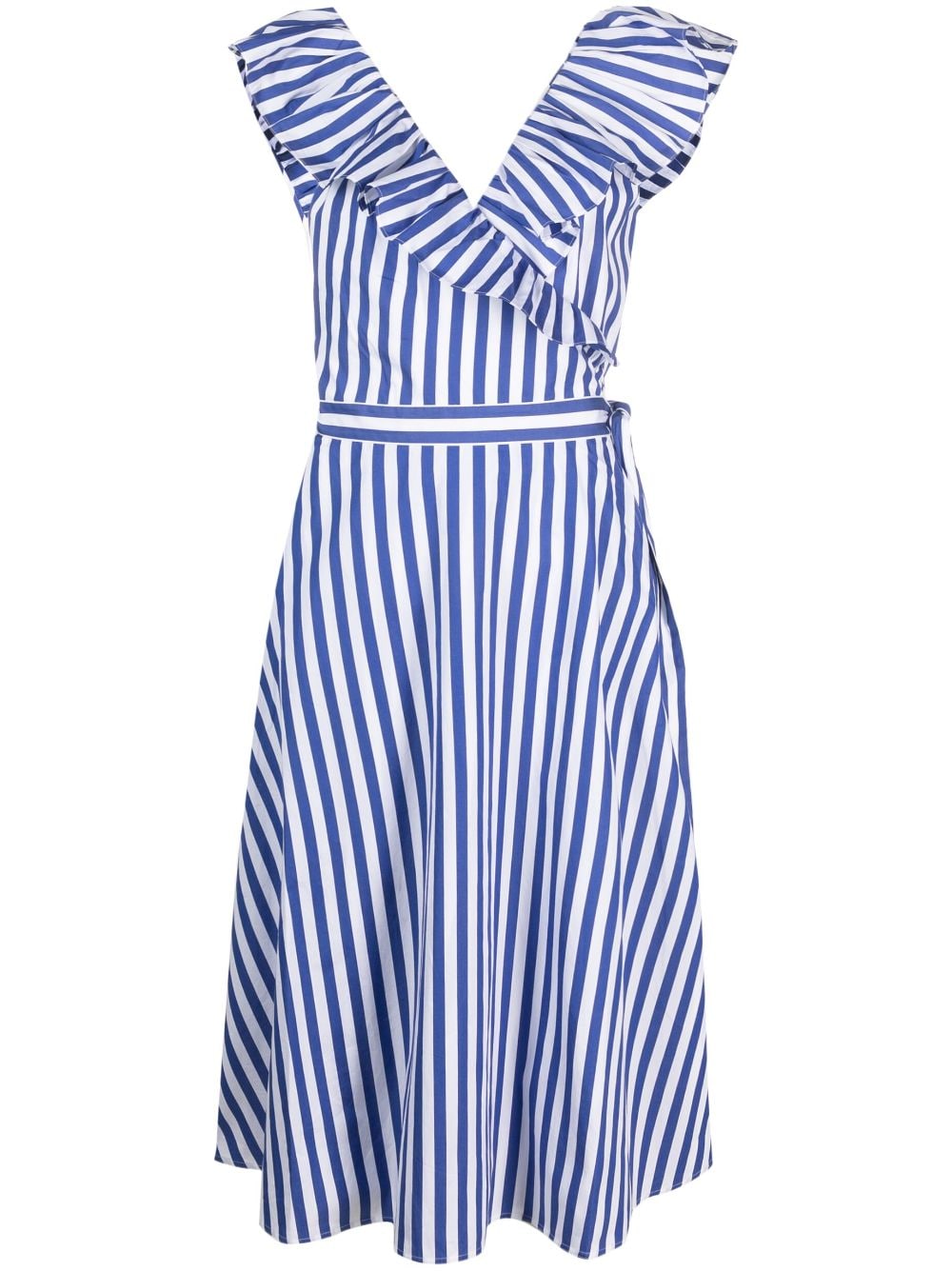 Polo Ralph Lauren striped ruffled-trim cotton dress - Blue von Polo Ralph Lauren