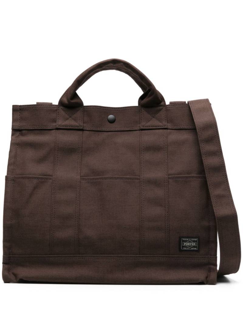 Porter-Yoshida & Co. Smoky logo-patch tote bag - Brown von Porter-Yoshida & Co.