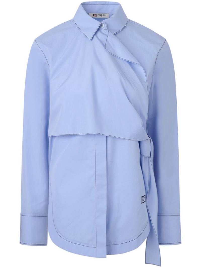 Ports 1961 Side wrap cotton shirt - Blue von Ports 1961