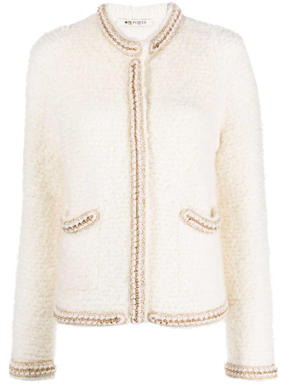 Ports 1961 chain-link trim bouclé cardigan - White von Ports 1961