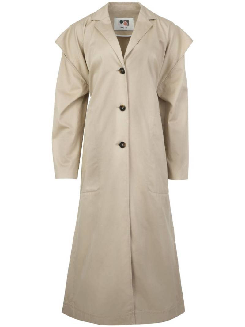 Ports 1961 cut-out cotton trench coat - Neutrals von Ports 1961