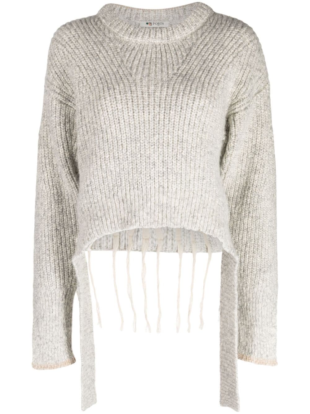 Ports 1961 logo-embroidered ribbed-knit jumper - Grey von Ports 1961