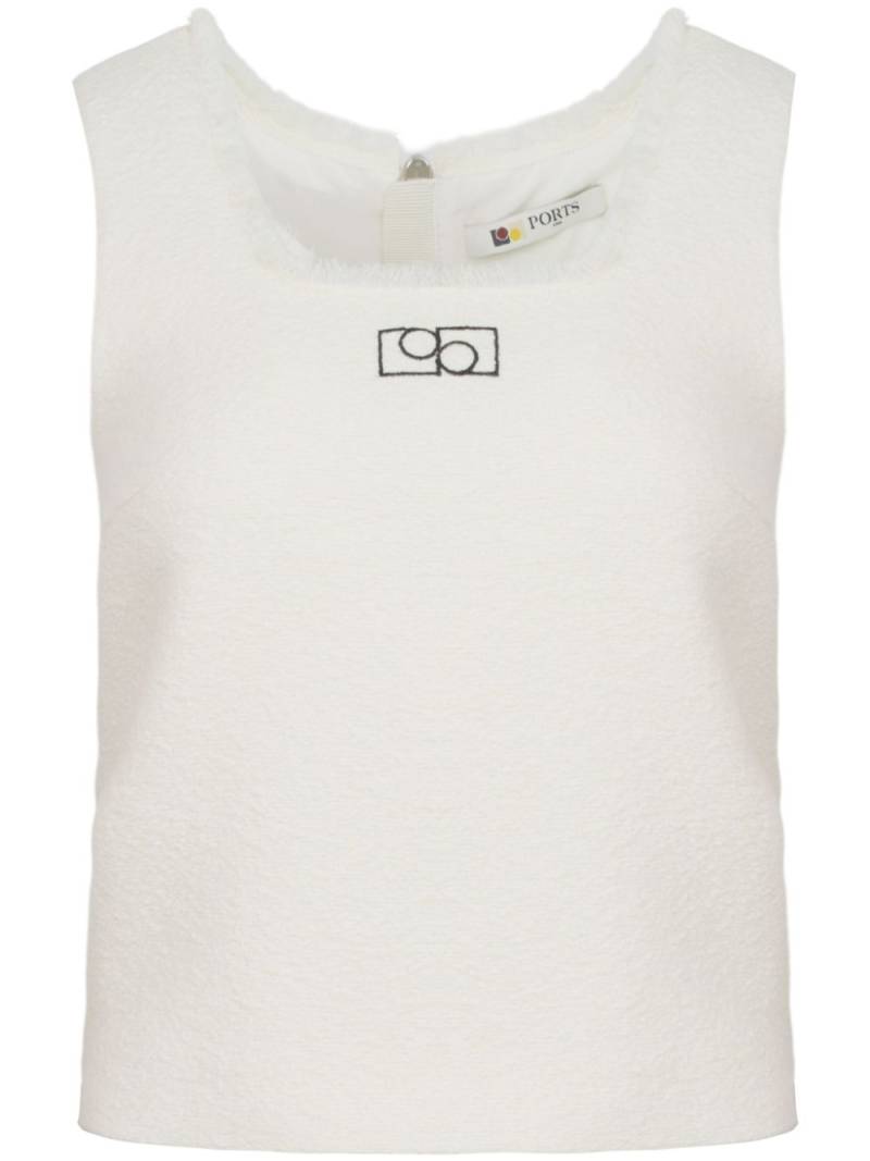 Ports 1961 logo-embroidered tweed top - White von Ports 1961