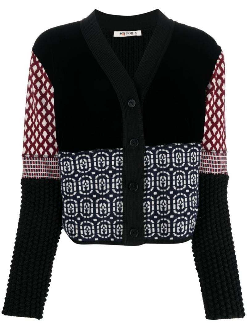 Ports 1961 patterned-intarsia knit cardigan - Black von Ports 1961