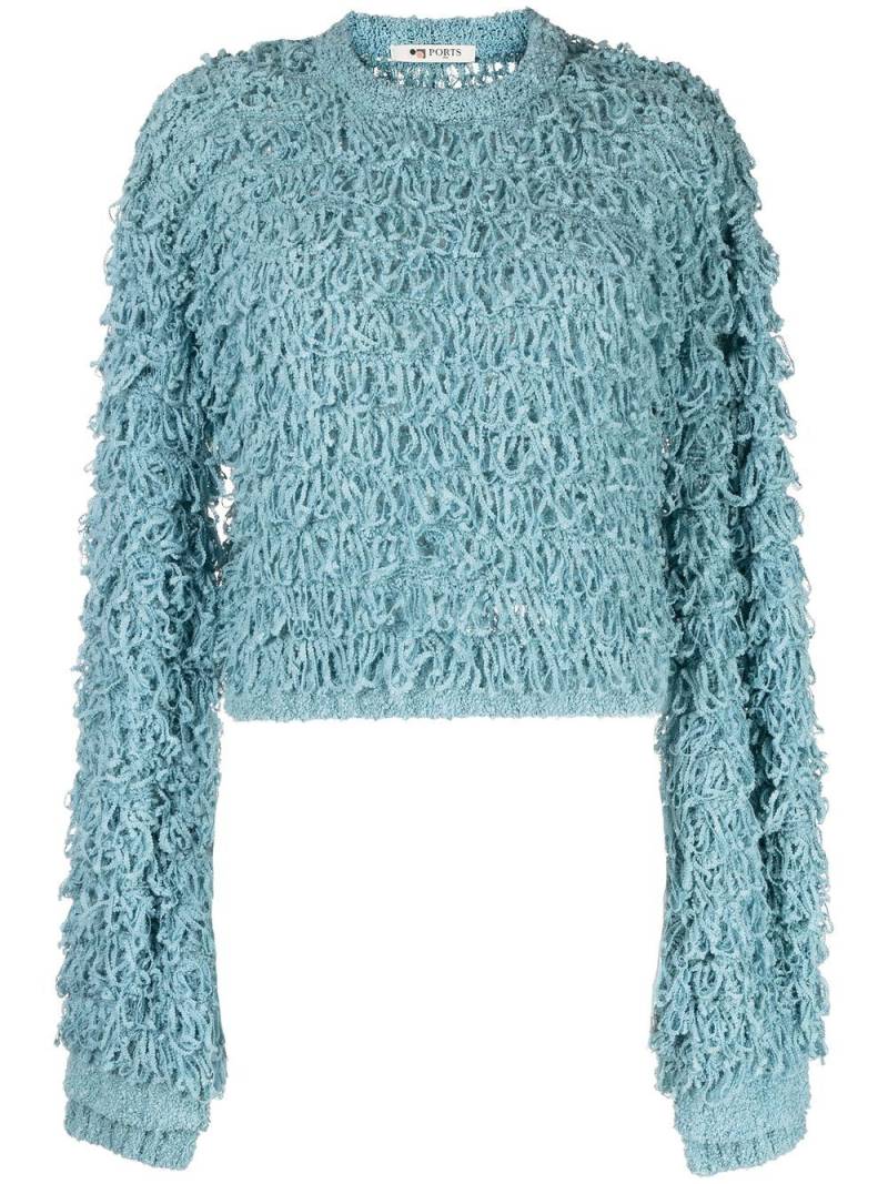 Ports 1961 shaggy fringe-detail knitted top - Blue von Ports 1961