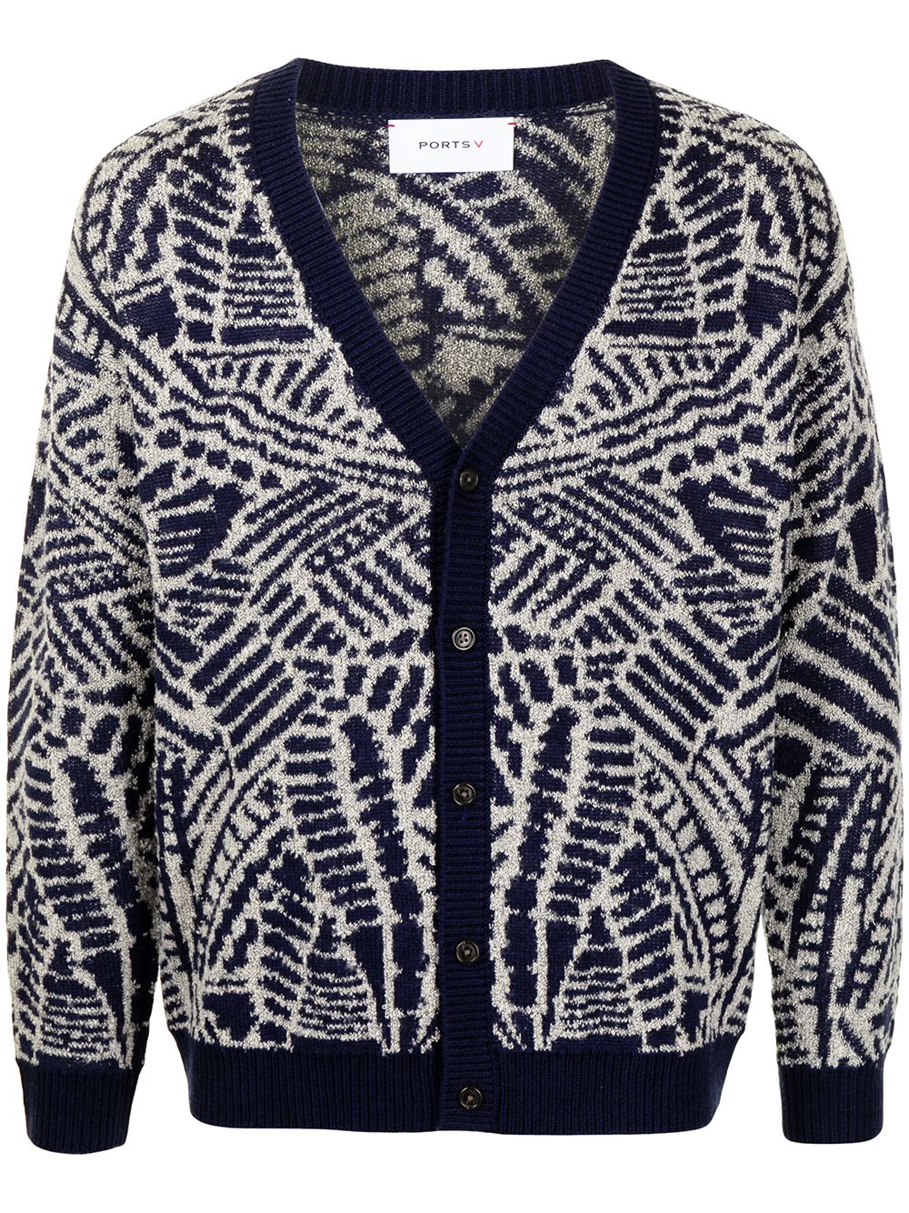 Ports V abstract-pattern cardigan - Blue von Ports V