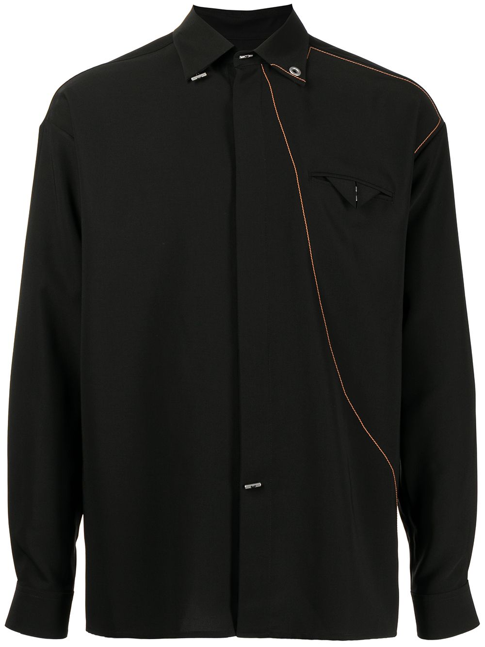 Ports V contrast-stitching long-sleeved shirt - Black von Ports V