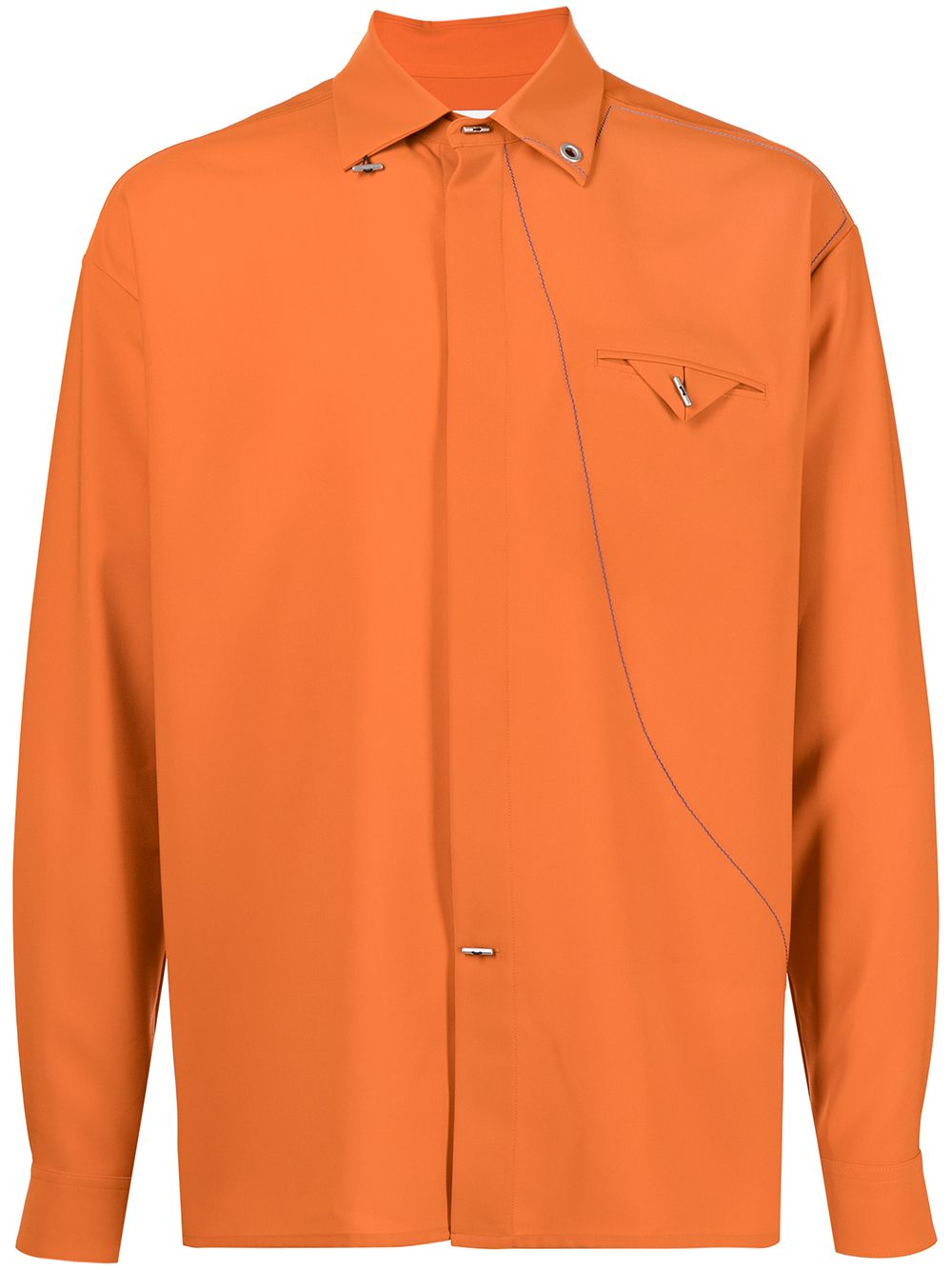 Ports V contrast-stitching long-sleeved shirt - Orange von Ports V