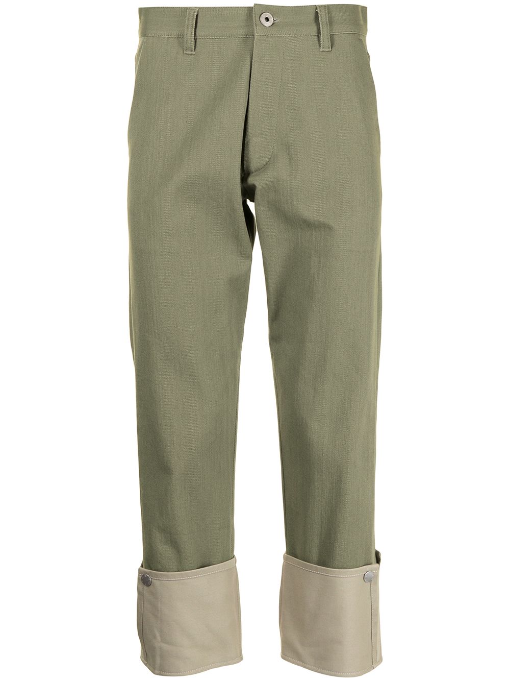 Ports V contrast turn-up trousers - Green von Ports V