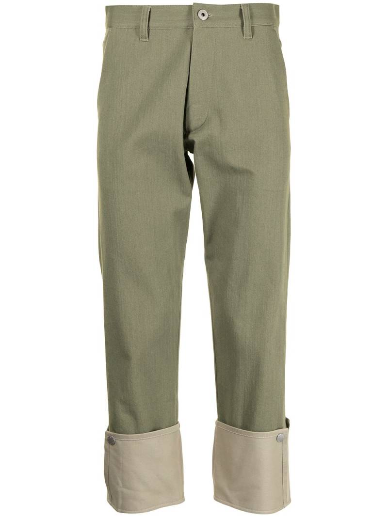 Ports V contrast turn-up trousers - Green von Ports V