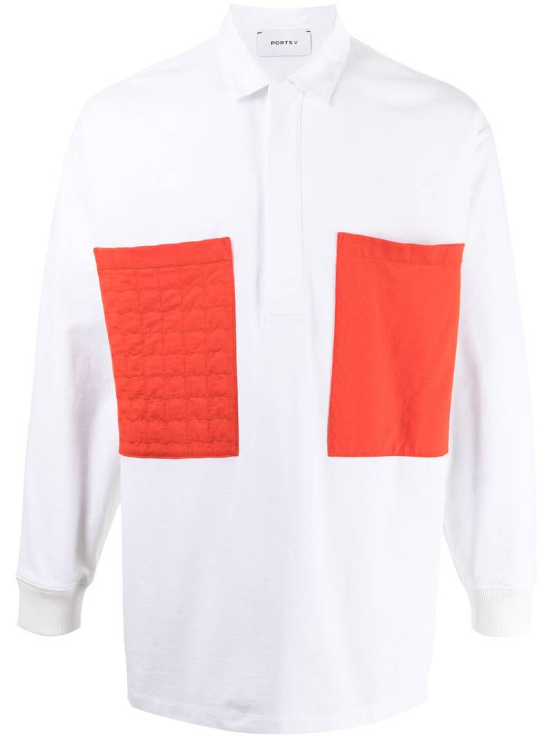 Ports V contrasting pocket polo shirt - White von Ports V