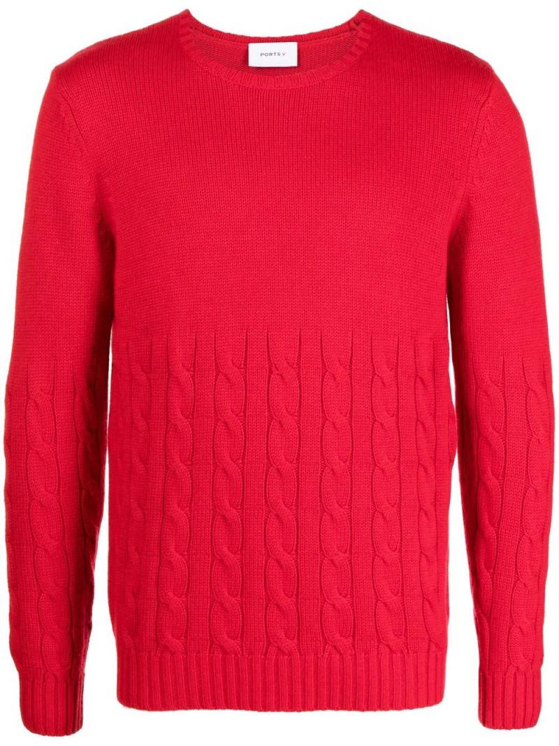 Ports V crew-neck cable-knit jumper - Red von Ports V