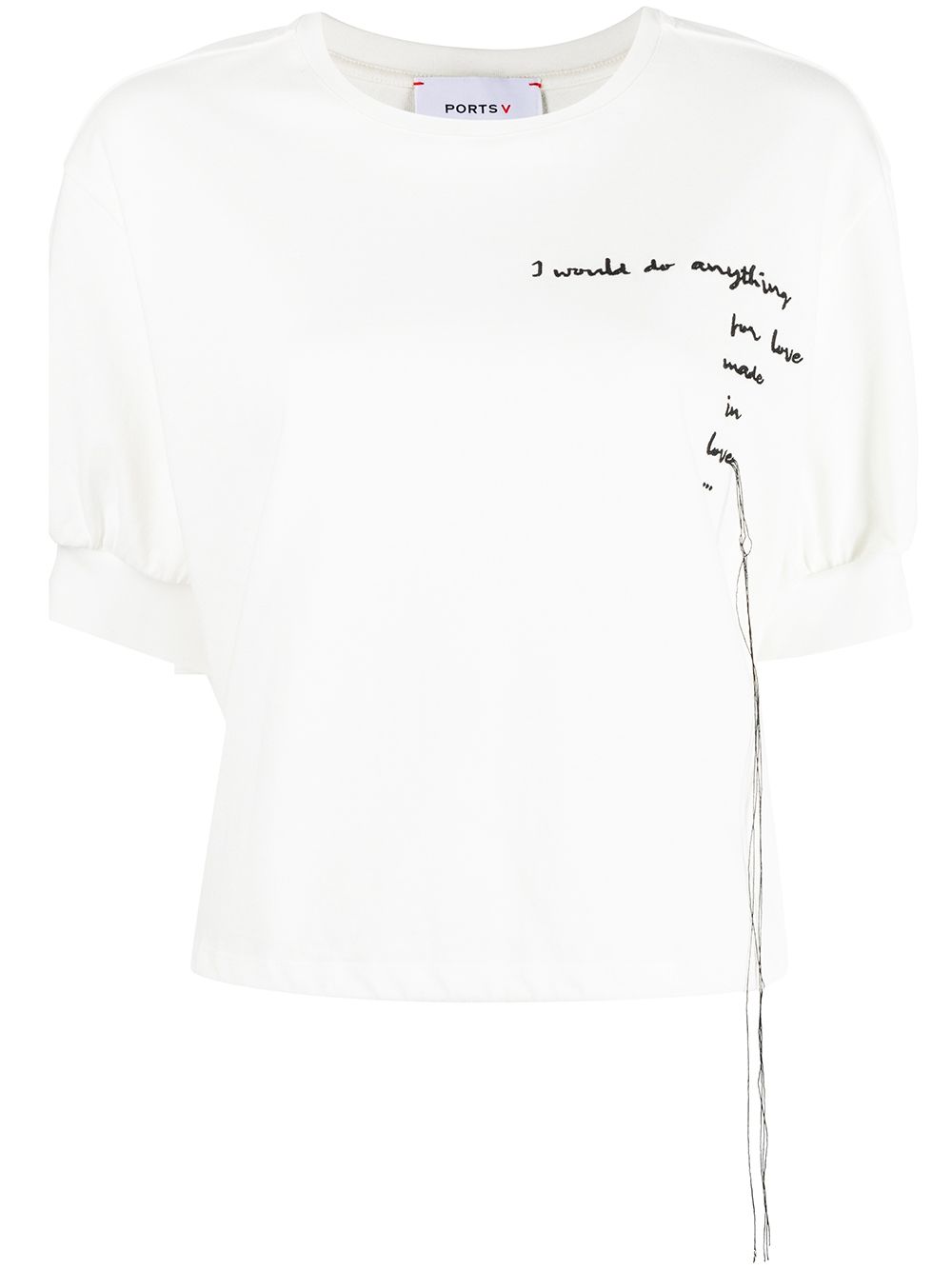 Ports V embroidered-slogan T-shirt - White von Ports V