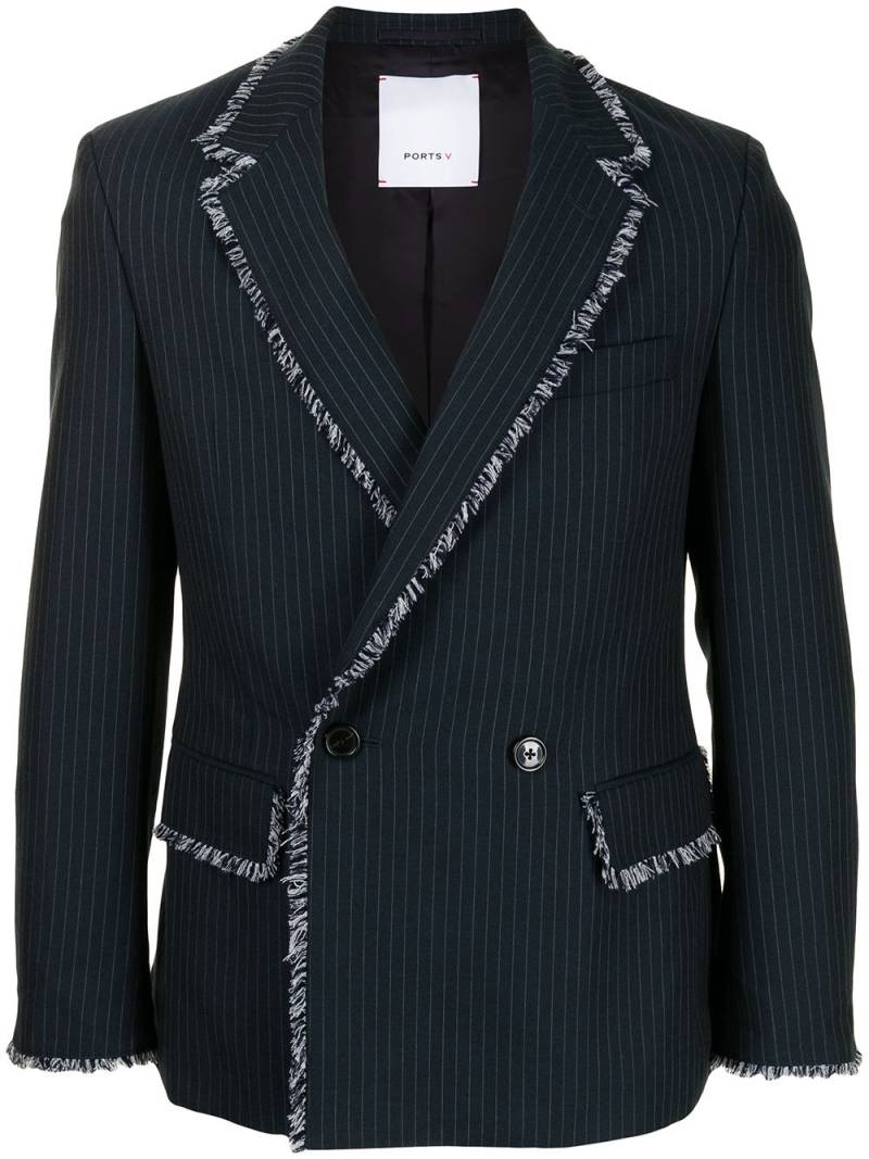 Ports V fringe-trim double-breasted blazer - Blue von Ports V