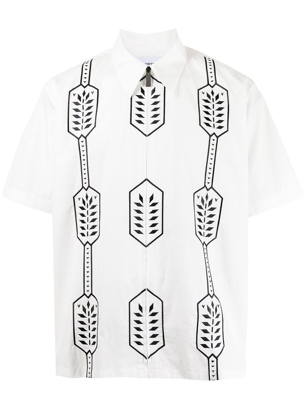 Ports V geometric-print cotton shirt - White von Ports V