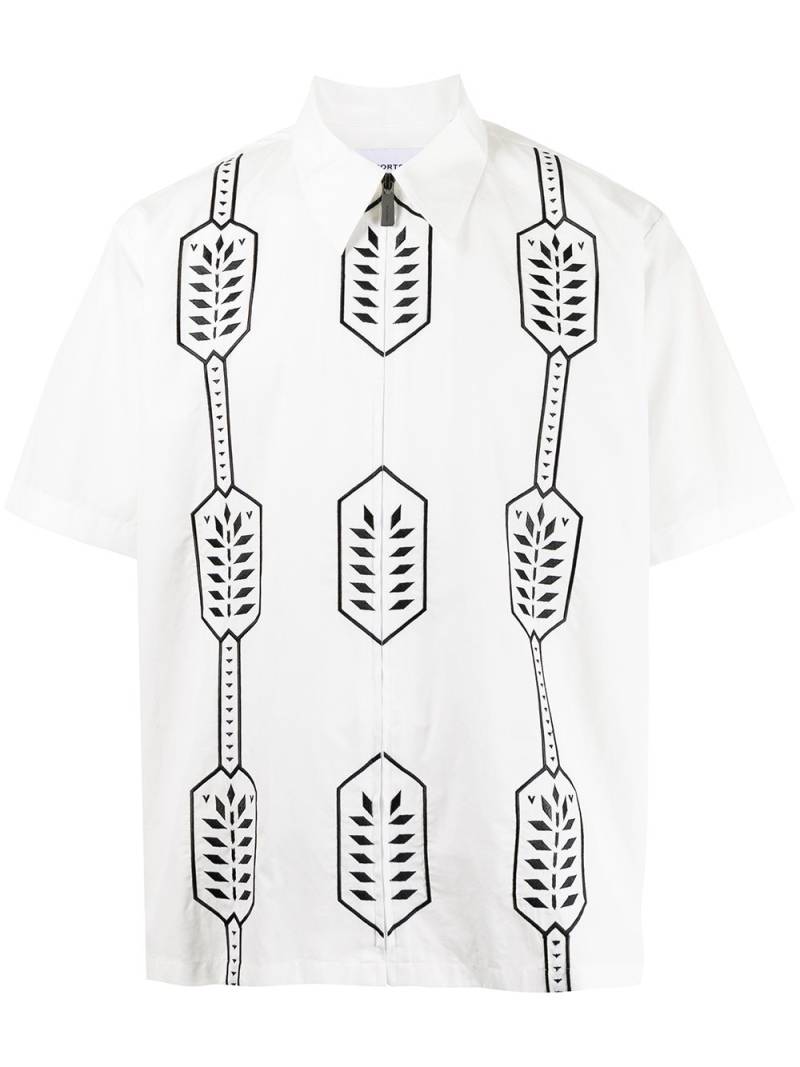 Ports V geometric-print cotton shirt - White von Ports V