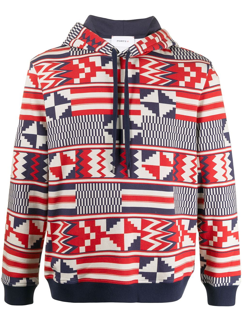 Ports V geometric print hoodie - White von Ports V