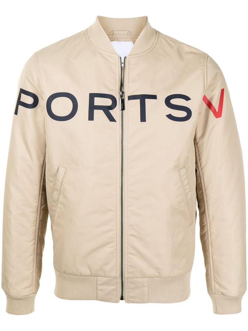 Ports V logo-print bomber jacket - Neutrals von Ports V