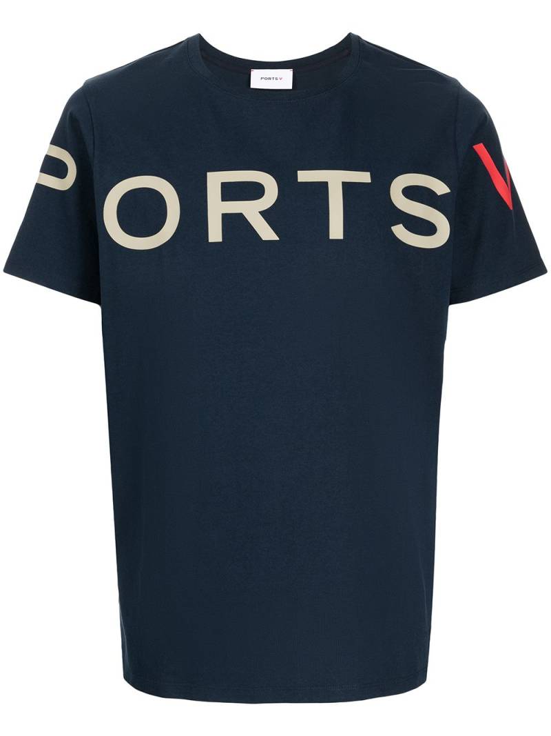 Ports V logo-print cotton T-shirt - Blue von Ports V