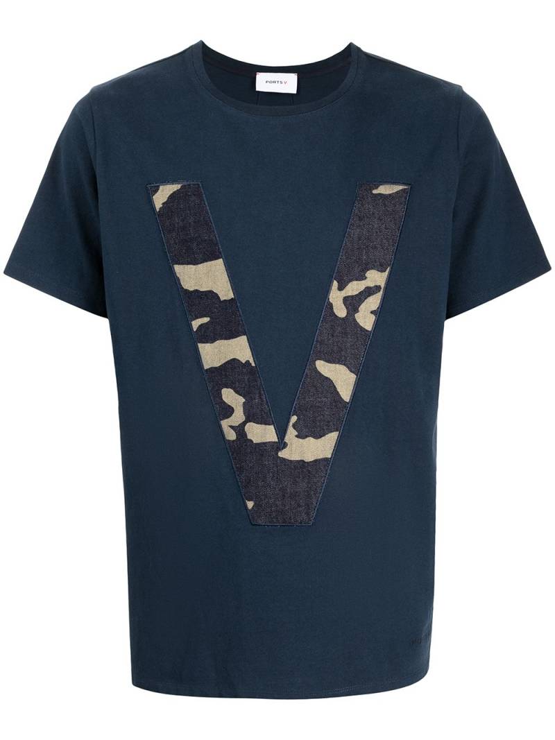 Ports V logo-print cotton T-shirt - Blue von Ports V