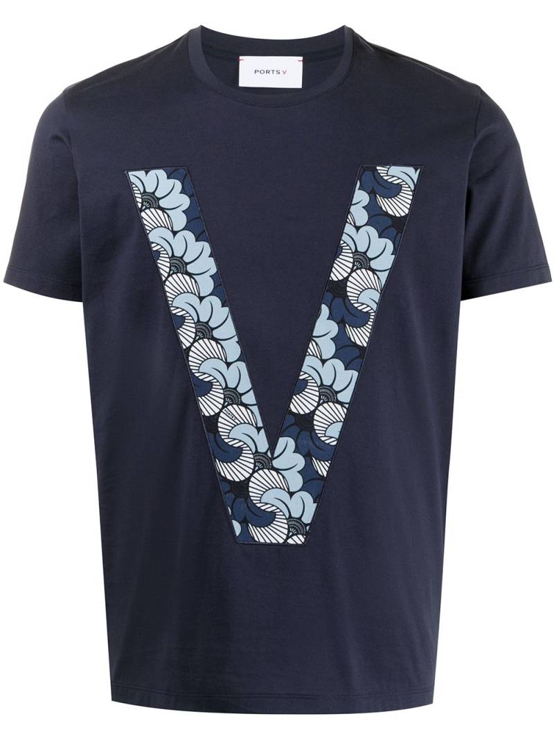 Ports V monogram-print cotton T-shirt - Blue von Ports V