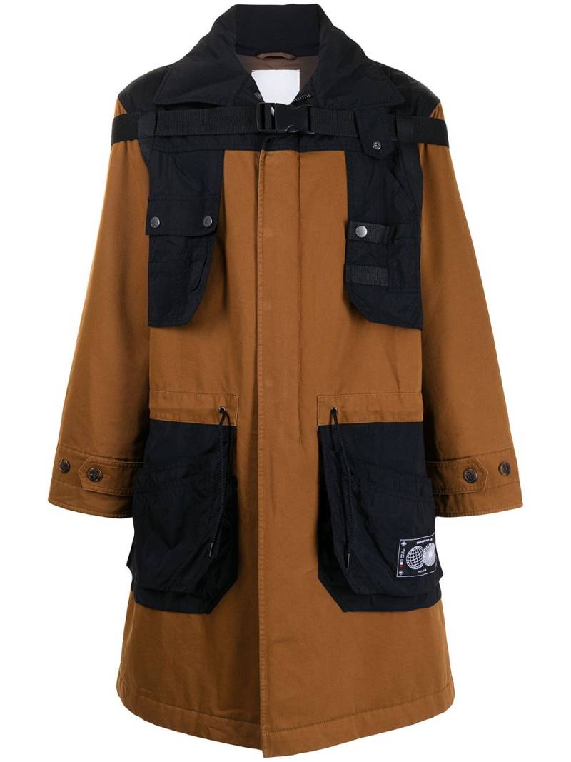 Ports V panelled hooded raincoat - Brown von Ports V