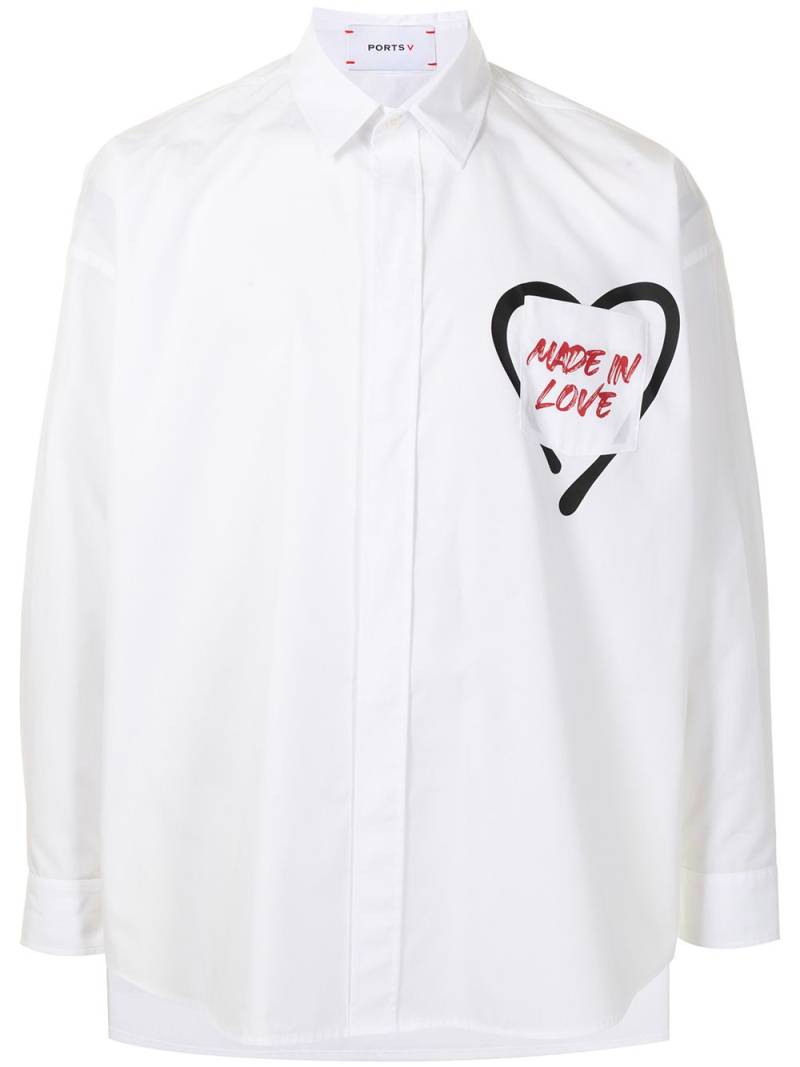 Ports V slogan-print button-up shirt - White von Ports V