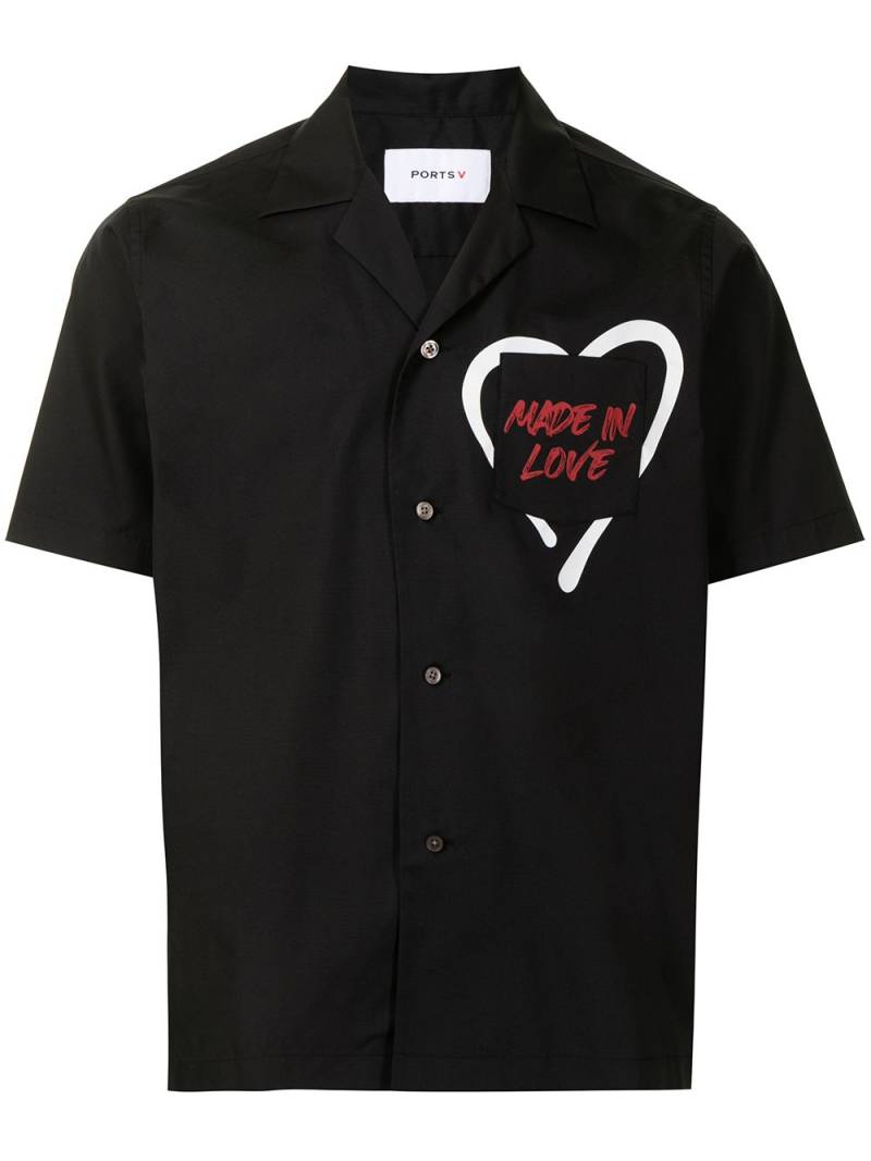 Ports V slogan-print short-sleeved shirt - Black von Ports V