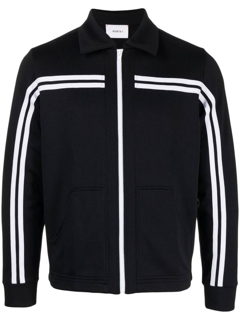 Ports V stripe-detail zip-up sweatshirt - Black von Ports V