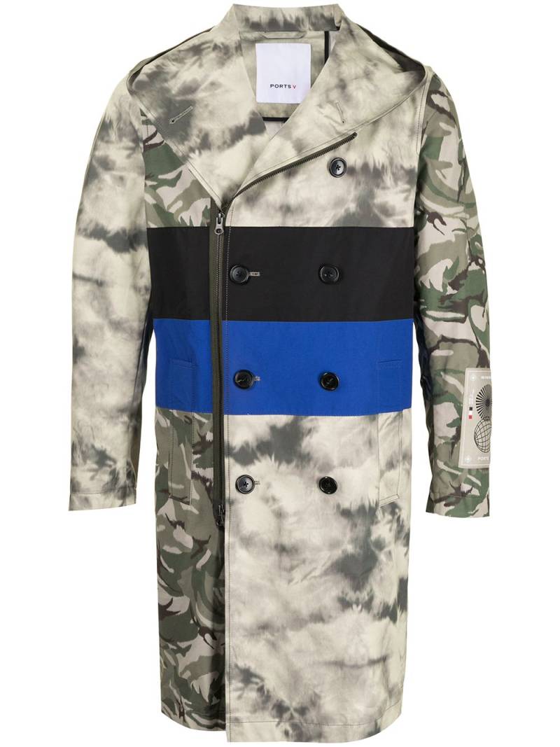 Ports V striped camouflage print zipped coat - Green von Ports V