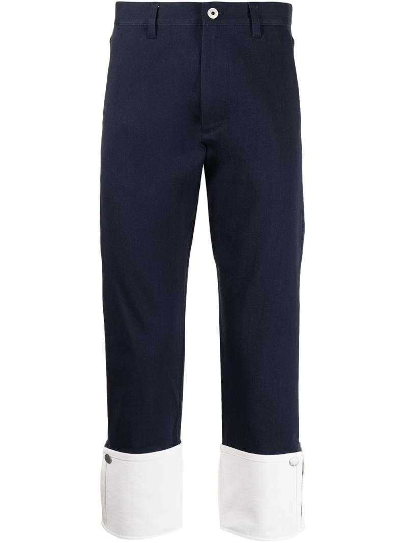 Ports V turn-up contrast hem chino trousers - Blue von Ports V