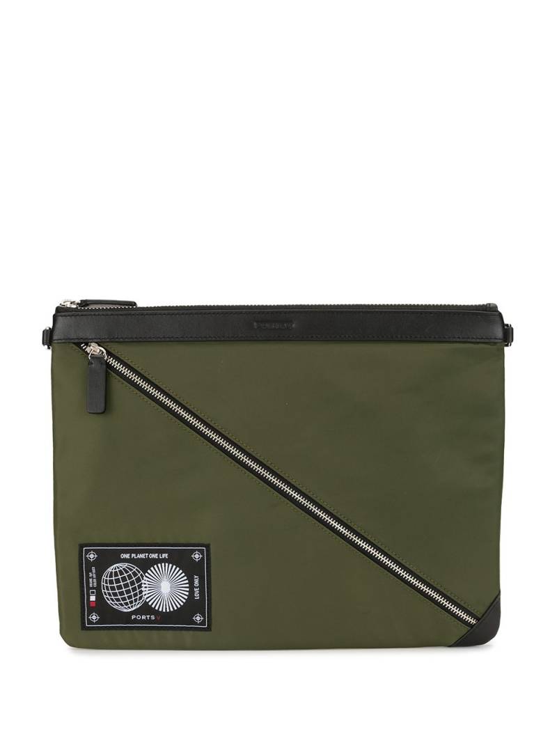 Ports V zip-detail clutch - Green von Ports V